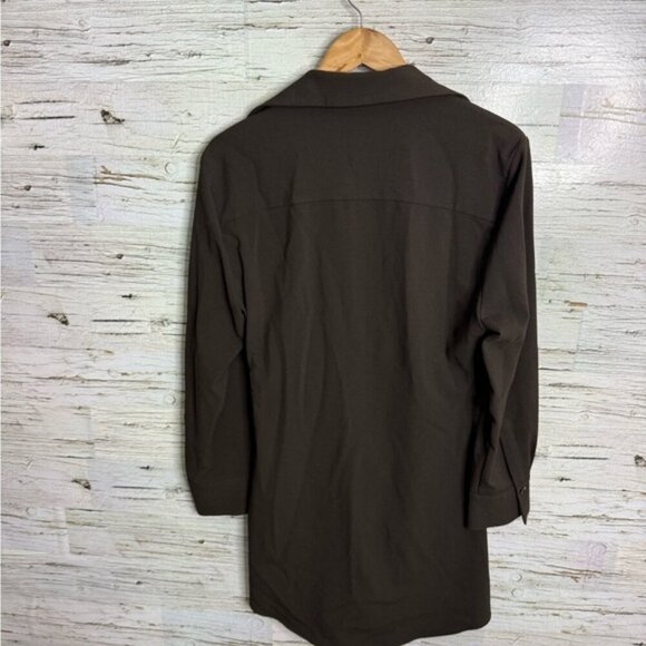 Zara Brown Cuffed Sleeve Dress collar long sleeve mini size large - Picture 7 of 7